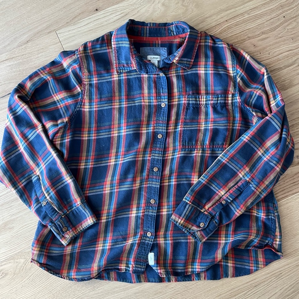 LLBean womens XL  plaid shirt